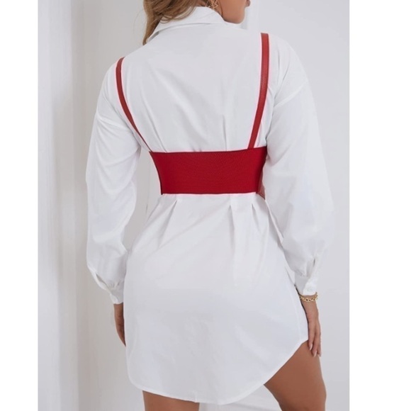 Womens Sexy Steampunk Vegan Red Leather Bustier Underbust Waist Belt Corset - Picture 5 of 7